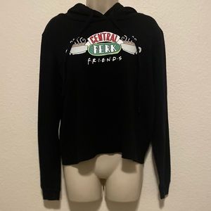 Friends Central Perk Black Drawstring, Raw Hem Hoodie
